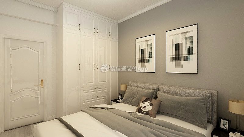 77平现代风格小户型两居卧室床头欣赏
