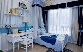 100平米地中海风格三居室卧室窗帘装修设计效果图
