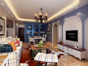 2020地中海风格客厅瓷砖效果图 2020地中海风格客厅电视背景墙装饰装修图 