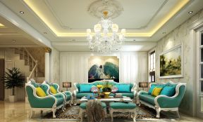 林隐天下160平法式风格客厅沙发装修设计效果图