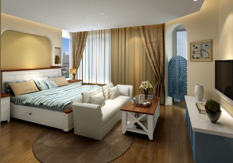 澳海澜庭105平米现代风格三居室装修效果图