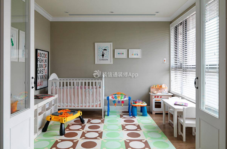 百悦城109平米三居室现代美式儿童房装修图片