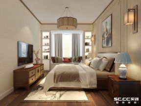 华贸城175平新中式风格卧室装修设计图