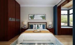 玉门新中式风格130平米三居室卧室装修设计效果图