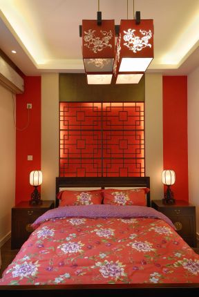 中式风格120平米三居室卧室装修效果图片欣赏