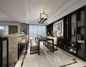 碧桂园六米阳光新中式200平四居室餐厅装修案例