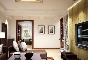 金地悦峰120平三居室中式风格客厅装修效果图