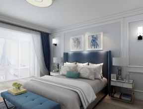 奥城花园三居128平现代轻奢风格卧室软包床头效果图