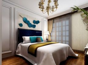 阳光一百美式风格143平米卧室床头背景墙装修效果图