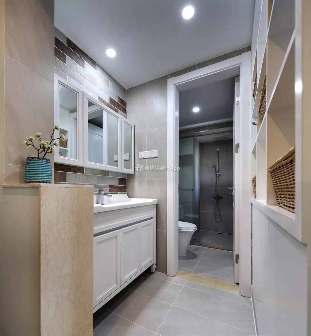 金地自在城93平欧式风格洗手间设计效果图片