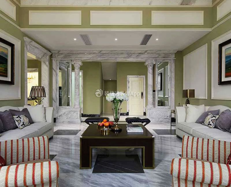 龙湖西府原著200平别墅美式风格起居室装修图片