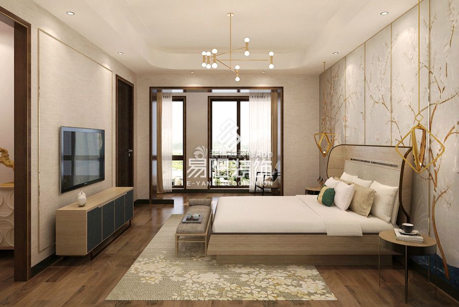西山艺境700平新中式风格卧室装修效果图