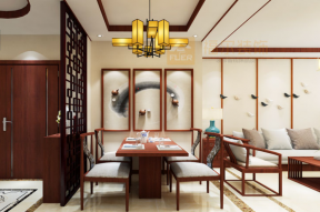 法兰香颂90平二居中式风格餐厅装修设计图