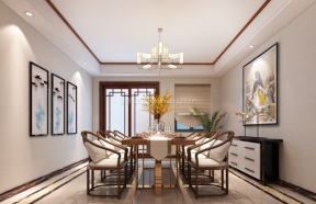 汉峪海风中式风格190平米四居室餐厅装修设计效果图