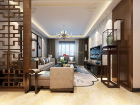 中海华山龙城中式风格111平米三居室沙发装修设计效果图