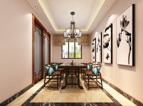 中海华山龙城中式风格111平米三居室餐厅装修设计效果图