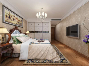 东城逸家美式风格140平米四居室卧室装饰装修设计效果图