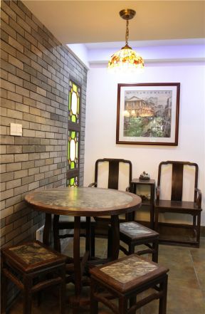 竹丝村摩西雅居90㎡中式风格餐厅背景墙装修效果图