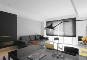英郦庄园78平米二居室现代沙发背景墙装修设计效果图