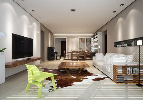 翡翠绿洲现代112平三居室装修案例
