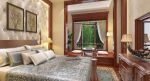 香格里拉300平米中式卧室飘窗装修设计效果图案例