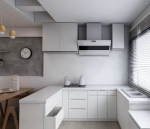 中央领域81平现代风格白色U型厨房设计效果图