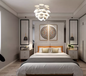金科世界城92平现代风格家庭卧室床头柜设计图