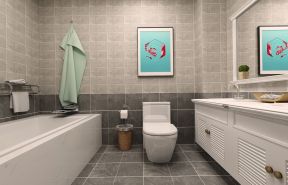 大禹华邦148平美式风格卫生间白色浴缸设计图片