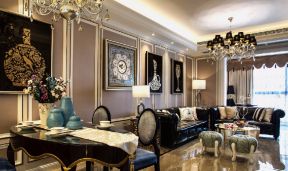 南风雅园98平米欧式古典风格客餐厅装修图片