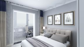 怡安园105平现代风格卧室床头挂画装修设计图片