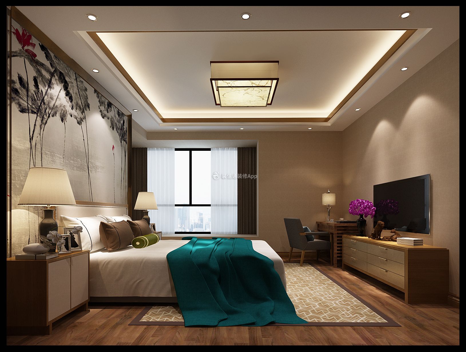 中式风格200平四居室卧室装修效果图片大全