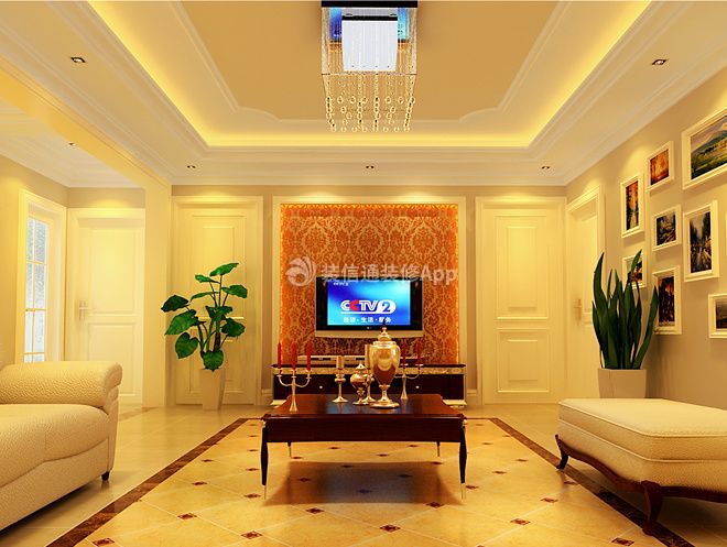现代风格三居室110平客厅电视装修效果图片大全