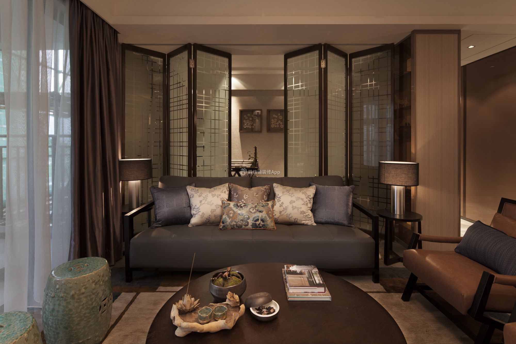 越州国际广场170平米四居室中式沙发背景墙装修设计效果图