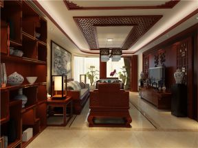 中式风格三居室90平客厅装修效果图片欣赏