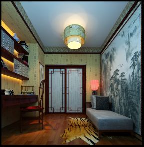 中式风格三居室120平书房装修效果图片大全