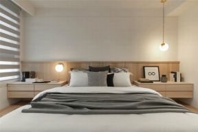 茶园二居77平现代风格卧室床头装修设计效果图
