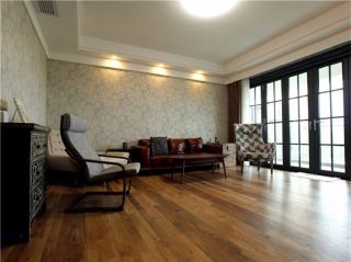 星汇文翰200㎡美式风格客厅沙发装修效果图