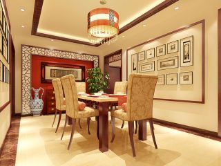 中式风格三居室90平餐厅装修效果图片