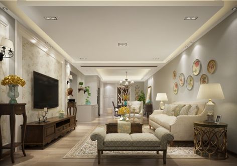 星河湾逸心园139㎡美式风格三居室装修案例