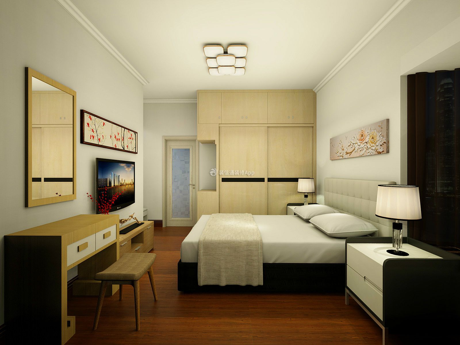 现代风格三居室135平米卧室装修效果图片大全