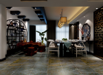 欧洲新城新中式131平三居室餐厅装修案例