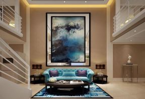 蓝滨帝景loft123平简欧风格客厅沙发效果图