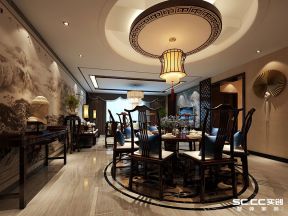 龙湖别墅535平中式风格餐厅装修效果图