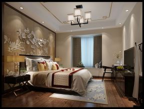 水都玉园新中式128平三居室卧室装修案例