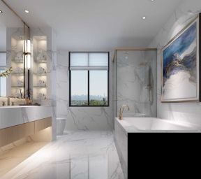 复地澜湾美式风格别墅卫生间浴缸设计效果图