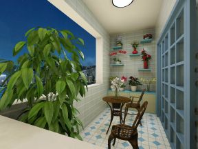 地中海风格三居室89平阳台装修效果图片欣赏