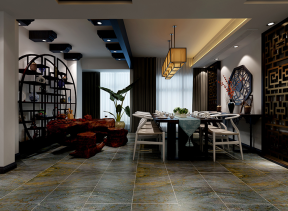 欧洲新城新中式131平三居室餐厅装修案例