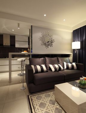 东方豪庭72平港式风格客厅沙发摆放设计效果图
