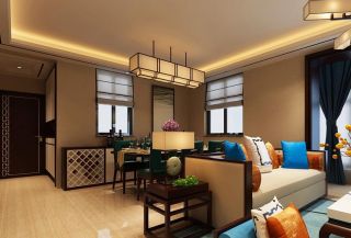 中铁尚城三居127平新中式风格客厅沙发边几设计图
