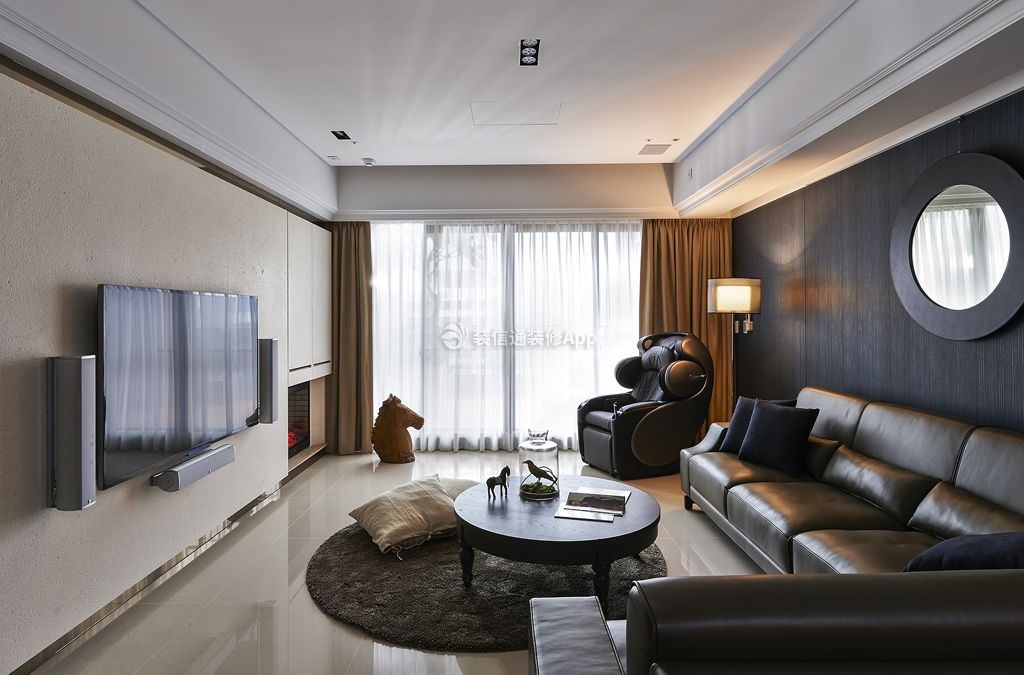 长乐新城138平米三居室港式客厅装修设计效果图